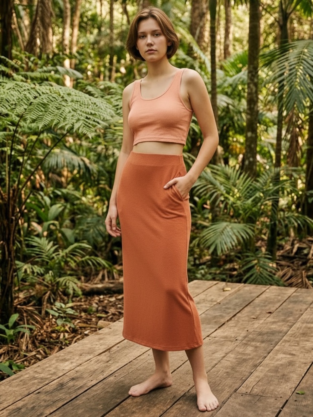 Free People Terracotta Midi Skirt Size xs